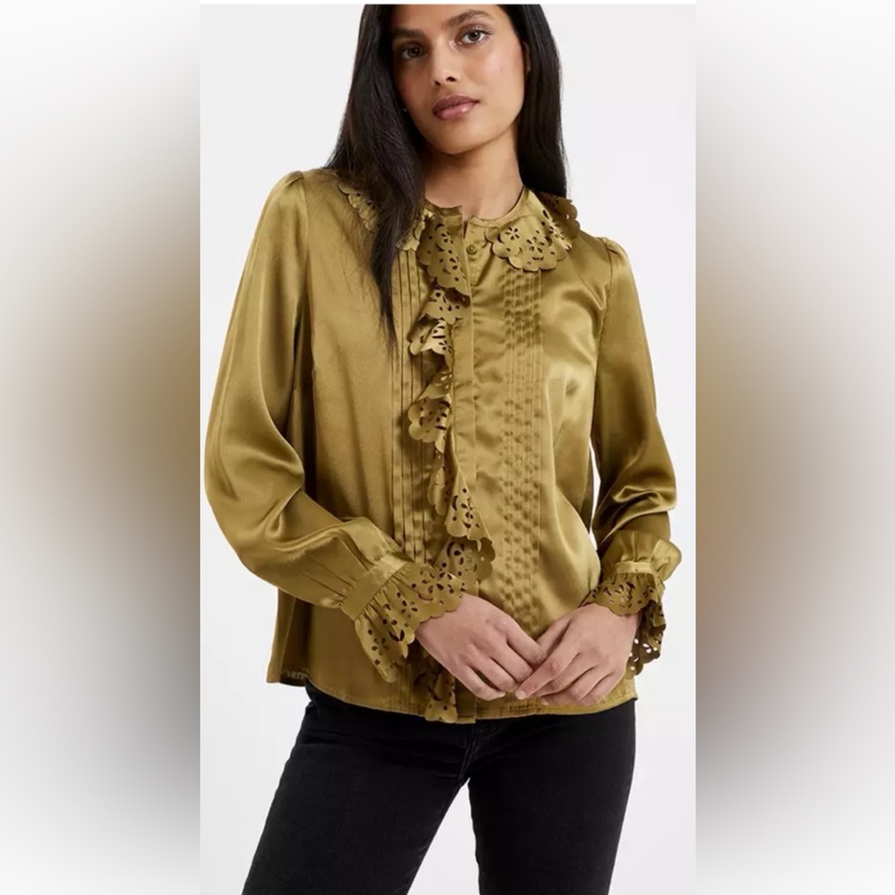 French Connection Aleeya Satin Lace Blouse